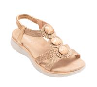 IVACHY Women's Boho Chic Wedge Sandals with Rhinestone Accents in Rose Gold | Size: 3 IVACHY Rose Gold 3