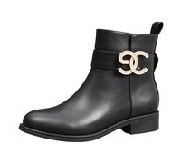 IVACHY Womens Boots Crystal Diamond Buckle Flat Ankle Bootie Zip Closure ladies Shoes Size UK