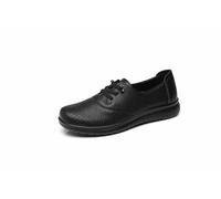 IVACHY Women's Breathable Loafers Comfort Slip On Flat Shoes - Hollow Out Perforated Nurse Work Walking Trainers - Lightweight Soft Summer Footwear- Ladies lace up Sneakers Black