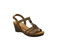 Buckle Bohemian Style Wedges IVACHY Camel 6