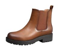 IVACHY Womens Chelsea Boots Platform Ladies Simple Casual Booties Round toe Elastic Band Shoes UK