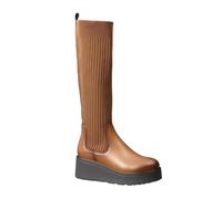 IVACHY Women's Knit high knee Boots Platform Chunky Boots Elastic Adjustable Flat Ladies Shoes Size 3 to 7.5 UK