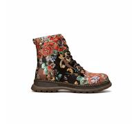 IVACHY Ladies Combat boots- Chunky - Womens Lace up ankle boots- Zip up Closure- Metalic- VEGAN- Warm Lining- Size UK 3 to 7.5