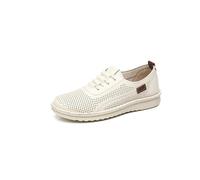 IVACHY Women's Comfort Breathable Perforated Lace Up Casual Shoes in Beige | Size: 4 IVACHY Beige 4