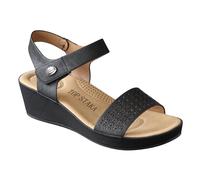 IVACHY Comfort Wedge Women's Sandals with Velcro Closure - Cushioned Footbed, Geometric Design - Available UK Size 3 to 7.5