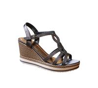 IVACHY Women's Crystal Sparkling Shine Espadrille Style Platform Wedge Sandals in Grey | Size: 4 IVACHY Grey 4