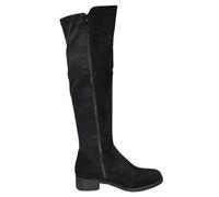 IVACHY Women's Elastic Band Zip Closure Faux Suede Flat High Knee Boots in Black | Size: 4 IVACHY Black 4