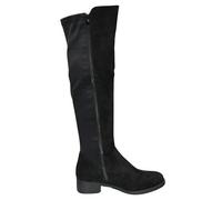 IVACHY Women's Elastic Band Zip Closure Faux Suede Flat High Knee Boots in Black | Size: 6 IVACHY Black 6