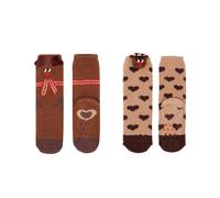 IVACHY Women's Festive Xmas slipper socks women non slip socks with grip cozy causual in Chocolate IVACHY Chocolate