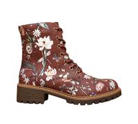 IVACHY Women’s Floral Lace-Up Ankle Boots with Side Zip - Stylish Printed Combat Boots for Casual Everyday Wear- Size 4-7.5