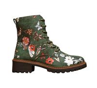 IVACHY Women’s Floral Lace-Up Ankle Boots with Side Zip - Stylish Printed Combat Boots for Casual Everyday Wear- Size 4-7.5