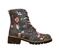 IVACHY Women’s Floral Lace-Up Ankle Boots with Side Zip - Stylish Printed Combat Boots for Casual Everyday Wear- Size 4-7.5