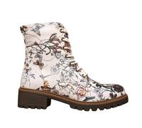 IVACHY Women's Floral Lace-Up Ankle Boots with Side Zip in White | Size: 7 IVACHY White 7