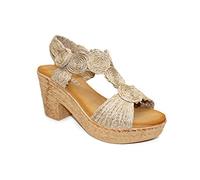 IVACHY Womens Sandal Ladies Summer Knitted Block Heels Espadrille Platform Wedge Shoes Size UK Khaki