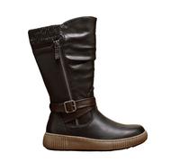 IVACHY Women’s Fur Lined Mid Calf Boots - Warm Winter Snow Boots with Side Zip & Buckle, Non-Slip Sole, Comfortable Tall Boots for Cold Weather