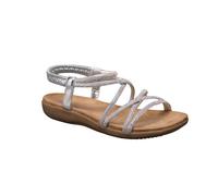 IVACHY Women's Silver Gladiator Sandals - Rhinestone Strappy Flat Summer Sandals with Ankle Strap | Elegant Sparkly Open Toe Shoes for Beach, Casual, Holiday, and Party