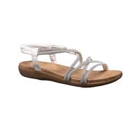 IVACHY Women's Silver Gladiator Sandals - Rhinestone Strappy Flat Summer Sandals with Ankle Strap | Elegant Sparkly Open Toe Shoes for Beach, Casual, Holiday, and Party