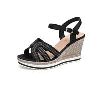 IVACHY Women's Glitter Wedge Sandals sparkling Espadrille Ankle Strap bridal wedding ladies prom Summer Open Toe Comfortable Walking Shoes
