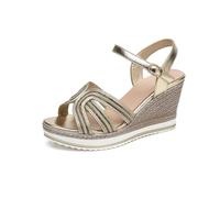 IVACHY Women's Glitter Wedge Sandals sparkling Espadrille Ankle Strap bridal wedding ladies prom Summer Open Toe Comfortable Walking Shoes