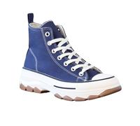 IVACHY Women's High Top Canvas Casual Comfy Daily Wear Chunky Flatform Wedge Trainers in Navy | Size: 6