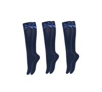 IVACHY Women's Knee High Socks with Satin Bow 3-Pack Soft Cotton for School Uniforms Daily Wear Navy | Size: 4-6 IVACHY Navy 4-6