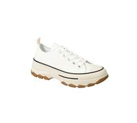 IVACHY Women's Low Top Canvas Casual Comfy Daily Wear Chunky Flatform Wedge Trainers in White | Size: 7.5 IVACHY White 7.5