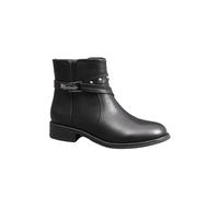 IVACHY Women's Metalic studs Almond Toe Fur Lining Ankle Boots with Buckle & Zip Closure in Black | Size: 3