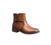 IVACHY Women's Metalic studs Almond Toe Fur Lining Ankle Boots with Buckle & Zip Closure in Camel | Size: 3