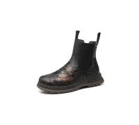 IVACHY Women's Metallic Chelsea Ankle Boots Round Toe Chunky Sole | Chunky platform-style sole creates a contemporary Chelsea boot profile for city and weekend wear