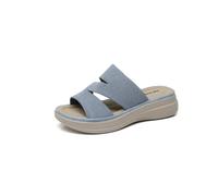 IVACHY Women’s Platform Slide Sandals, Multi-Tone Woven Look Double Strap Open Toe Slip On Summer Mules, Cushioned Comfort Lightweight Thick Sole Casual Walking Slides