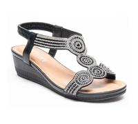 IVACHY Womens Sandal Ladies Crystal Sparkling Shine Wedge Heel cushioning Shoes