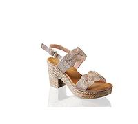 IVACHY Womens Sandal Ladies Wedge Woven Braided Block Heels Summer Espadrille Platform Shoes Size UK Champagne
