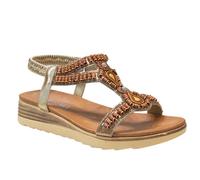 IVACHY Womens sandals bohemian styles beaded crystals sparkling holidays elastic strap stretch platform flats comfortable fashion sandals