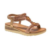 IVACHY Womens sandals bohemian styles beaded crystals sparkling holidays elastic strap stretch platform flats comfortable fashion sandals