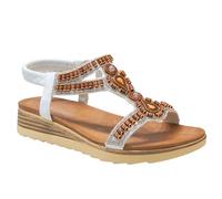 IVACHY Womens sandals bohemian styles beaded crystals sparkling holidays elastic strap stretch platform flats comfortable fashion sandals