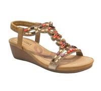 IVACHY Womens sandals bohemian styles beaded crystals sparkling holidays elastic strap stretch platform flats comfortable fashion sandals