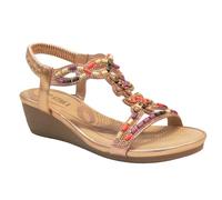 IVACHY Womens sandals bohemian styles beaded crystals sparkling holidays elastic strap stretch platform flats comfortable fashion sandals