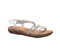 IVACHY Women's Silver Gladiator Sandals - Rhinestone Strappy Flat Summer Sandals with Ankle Strap | Elegant Sparkly Open Toe Shoes for Beach, Casual, Holiday, and Party