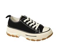 IVACHY Women's Low Top Canvas Casual Comfy Daily Wear Chunky Flatform Wedge Trainers in Black | Size: 6 IVACHY Black 6