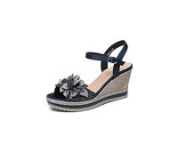 IVACHY Women's Sparkling Wedge Sandals- Flowers Diamonds Shinny Crystal- Ladies Wedges- Available size UK 3 to UK 7.5