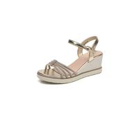IVACHY Women's Sparkly Glitter Ankle Strap Buckle Wedge Sandals in Gold | Size: 5