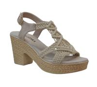 IVACHY Women's Summer Braided Strappy Beaded Espadrille Wedge Heels Sandals in Cream | Size: 4