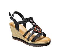 IVACHY Women's Summer Braided Strappy Beaded Flowery Espadrille Wedge Heels Sandals