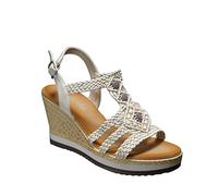 IVACHY Women's Summer Braided Strappy Beaded Flowery Espadrille Wedge Heels Sandals