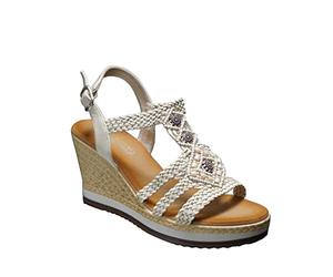 IVACHY Women's Summer Braided Strappy Beaded Flowery Espadrille Wedge Heels Sandals