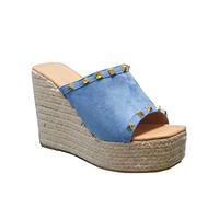 IVACHY Women's Summer Open Toe Espadrille Sandals with Woven Platform Wedge Heels