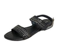 IVACHY Women's Summer Sparkle Sandals Flat Slingback Casual Open Toe Comfort Elegant Chic Fringe Rhinestone Hollow Crystal Suede Shoes