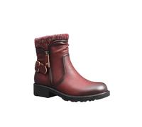 IVACHY Women's Super Comfy Cushioned English-Style Kitten Cuff Ribbed-Knit Ankle Boots in Wine | Size: 7.5