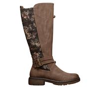 IVACHY Women's Tall Boots With Buckle & Lace Back in Brown | Size: 7 IVACHY Brown 7