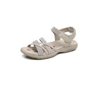 IVACHY Women's Ultra-Soft Strappy Hook & Loop adjustable Wide fit Flat Sandals in Beige | Size: 3 IVACHY Beige 3
